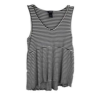 Torrid Women's Sz 2 2X Top Sleeveless Knit Black White Striped Peplum Hem